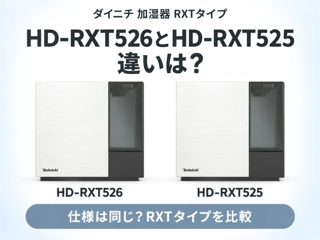 ダイニチの加湿器HD-RXT526とHD-RXT525の違いを解説する記事のアイキャッチ