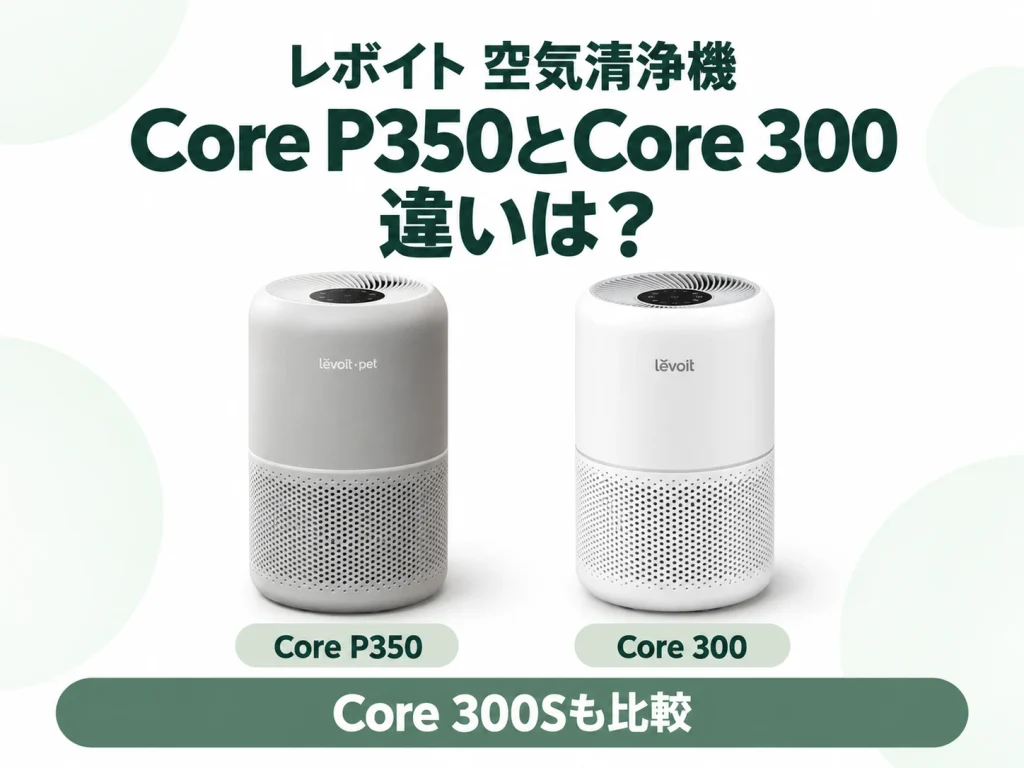 Levoitの空気清浄機Core P350とCore 300、Core 300Sの違いを解説する記事のアイキャッチ